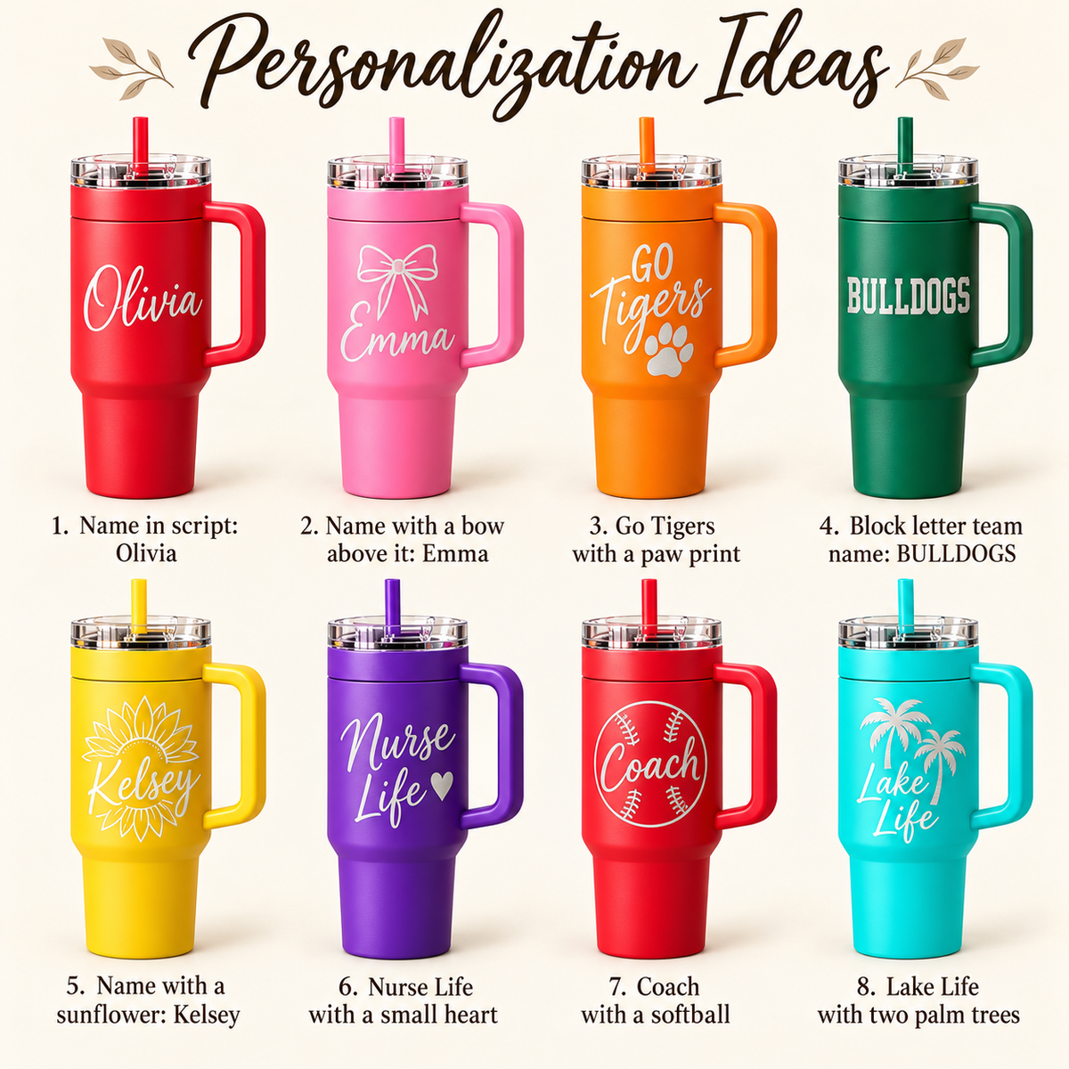 Personalized 40oz Travel Tumbler with Handle