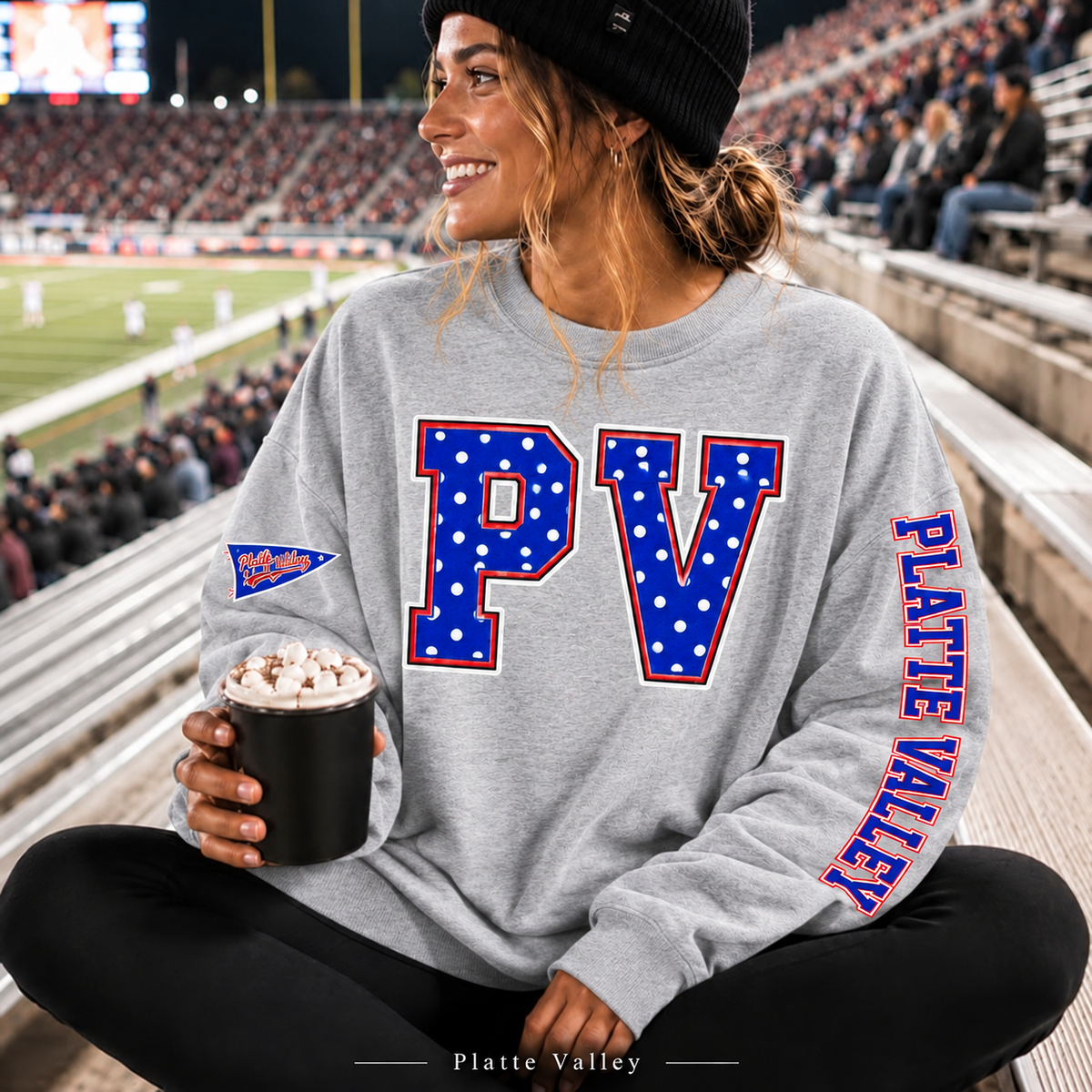 Platte Valley Polka Dot Varsity Letter Sweatshirt & Hoodie