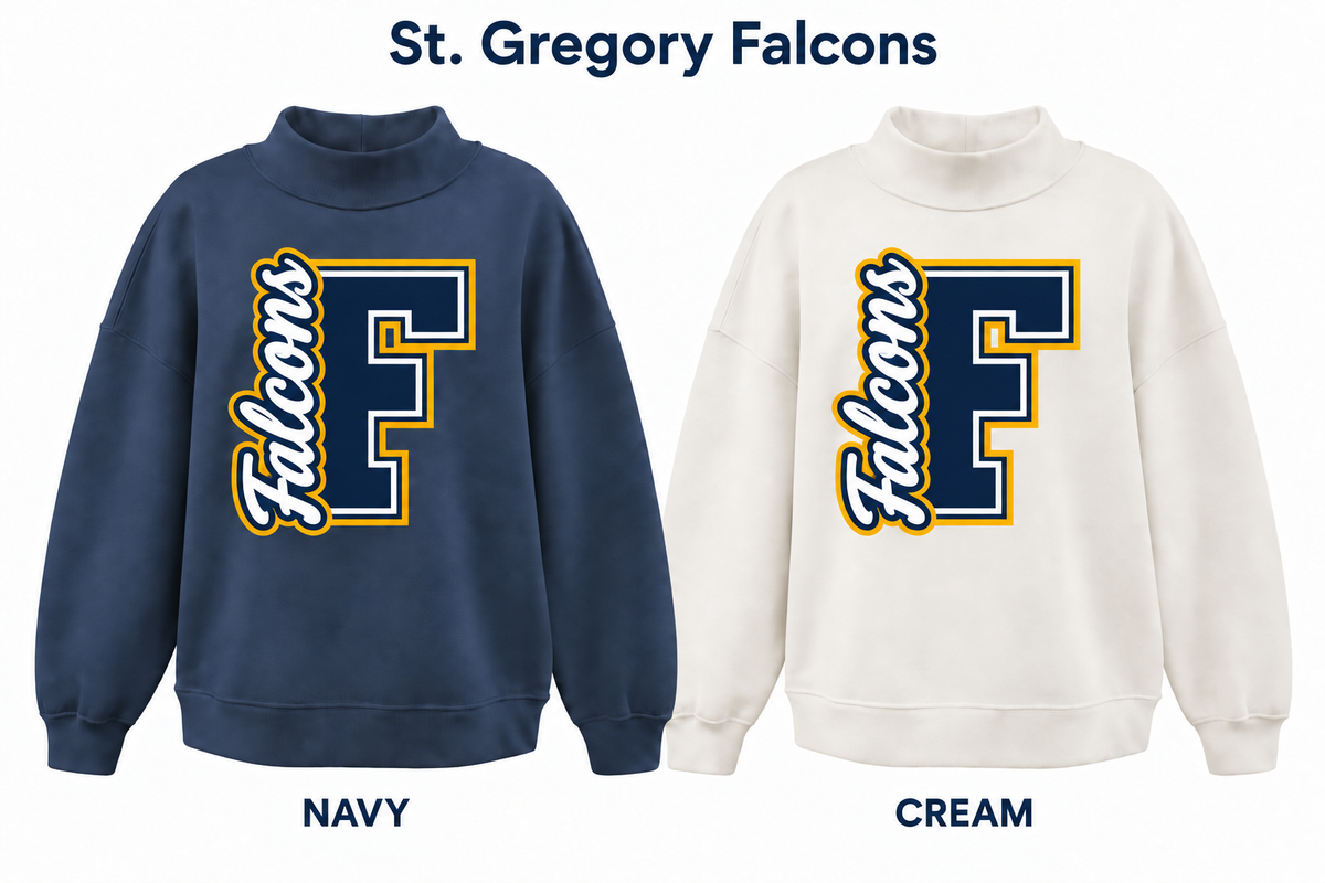 St. Gregory's Falcons Mockneck - Pick Your Design - Pre-Order