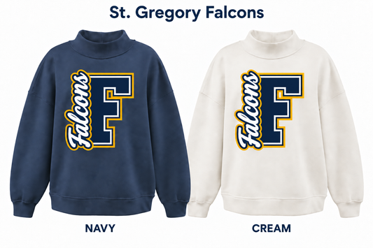 St. Gregory's Falcons Mockneck - Pick Your Design - Pre-Order