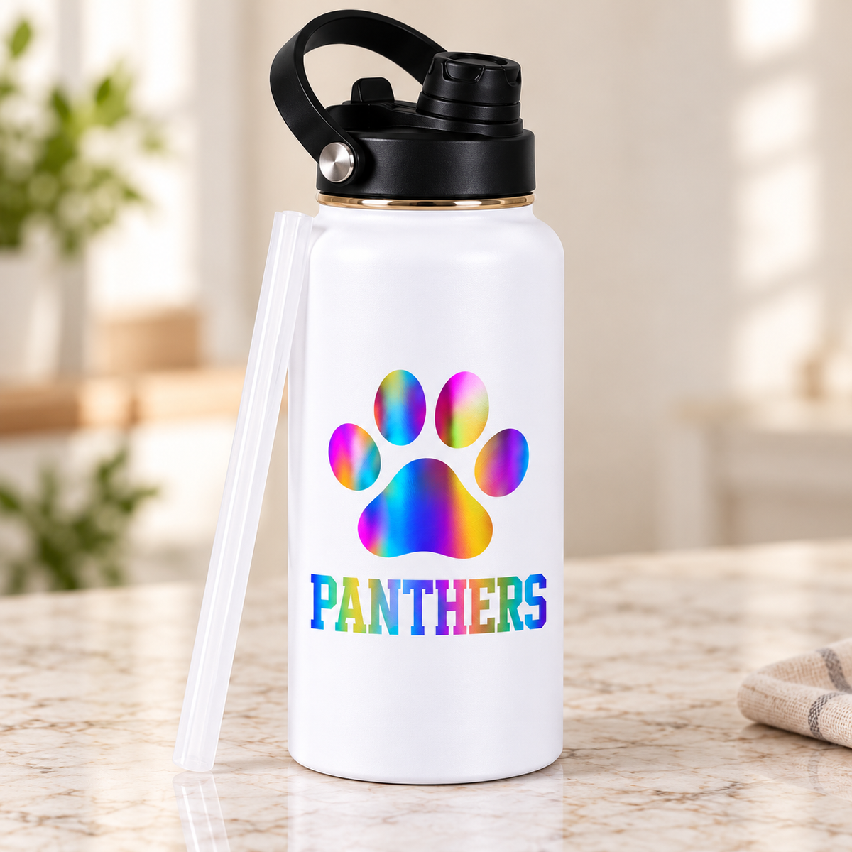 Personalized 32oz Water Bottle — Rainbow Engraved