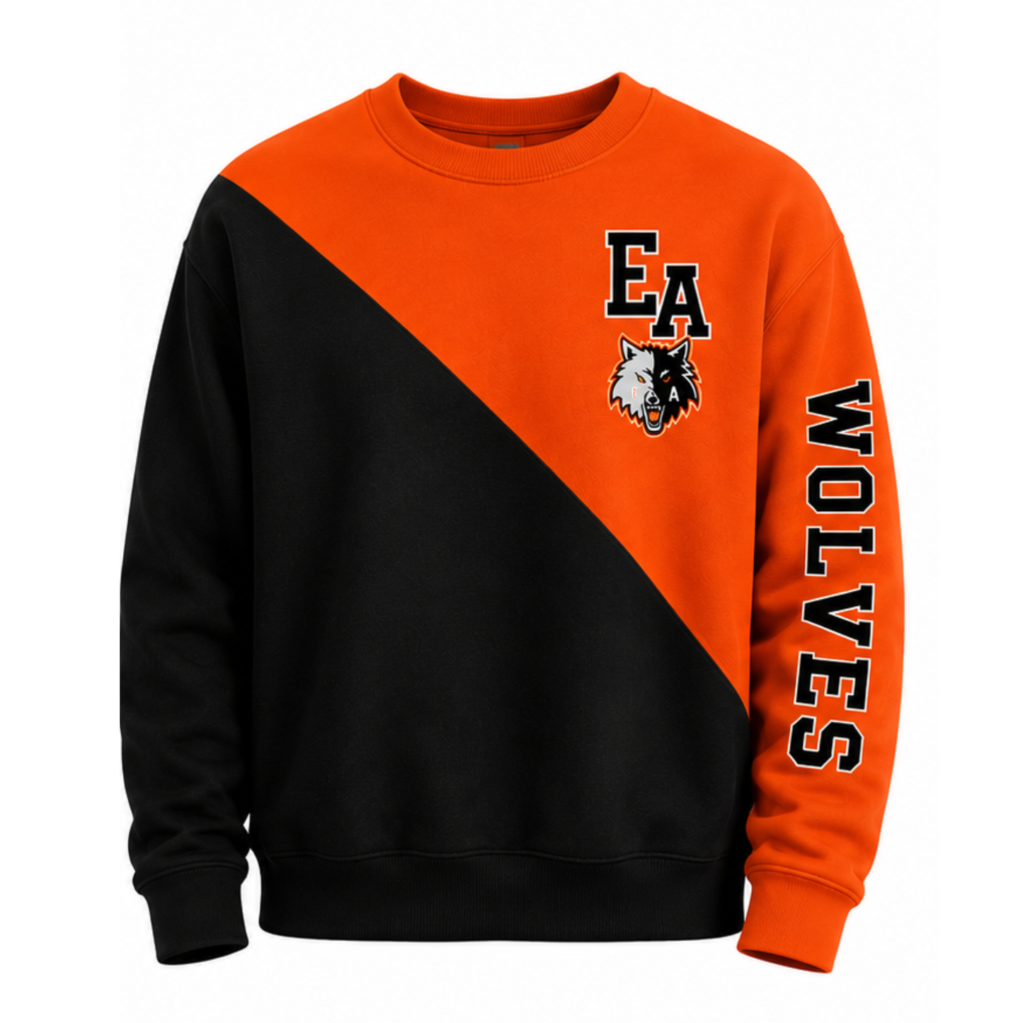 Custom Split Crewneck — Your Mascot, Initials & Team Colors