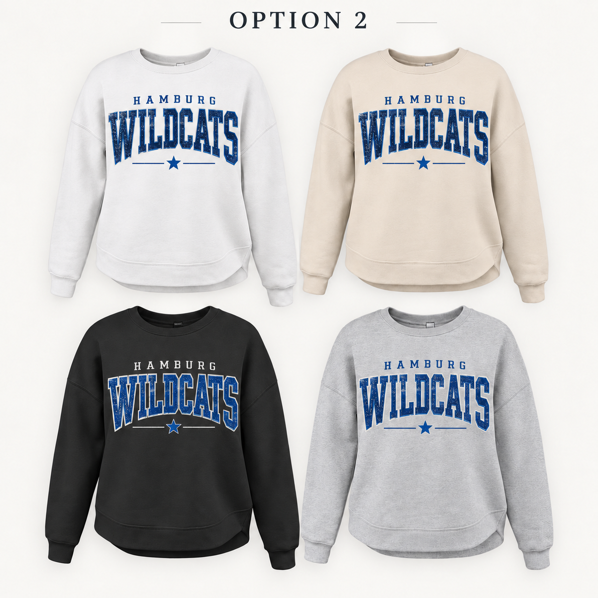 Hamburg Wildcats Varsity Star Tee, Crew, Hoodie & Curve Bottom Crew
