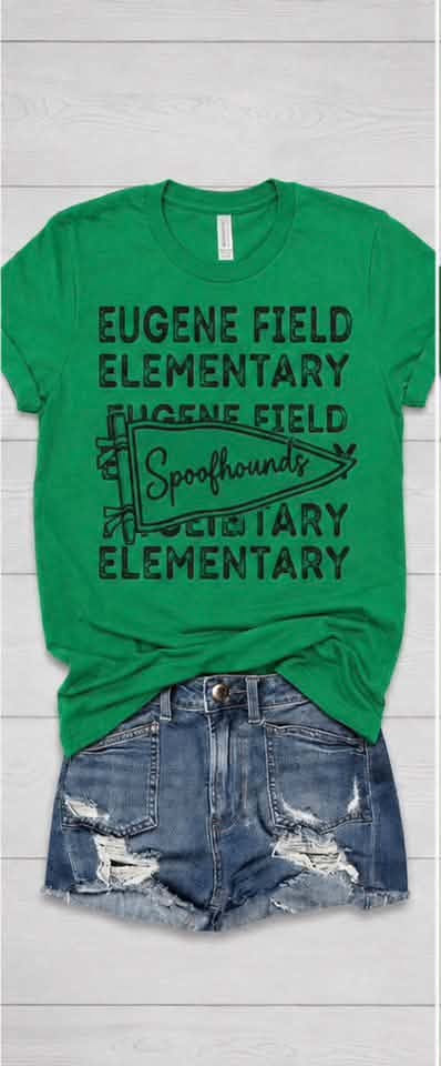 Custom School Spirit Pennant Tee — Any School, Any Color