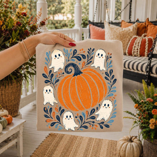 Pumpkin & Ghosts (Folk Art)