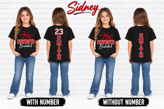 Youth Sidney Cowboys Personalized Basketball