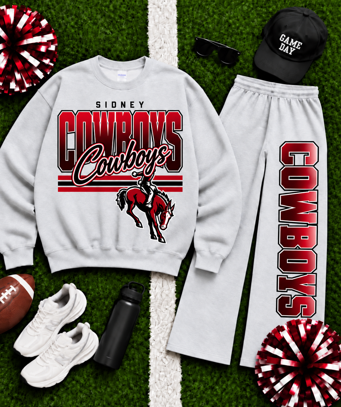 Sidney Cowboys Ombre Varsity Crew & Wide Leg Sweatpants