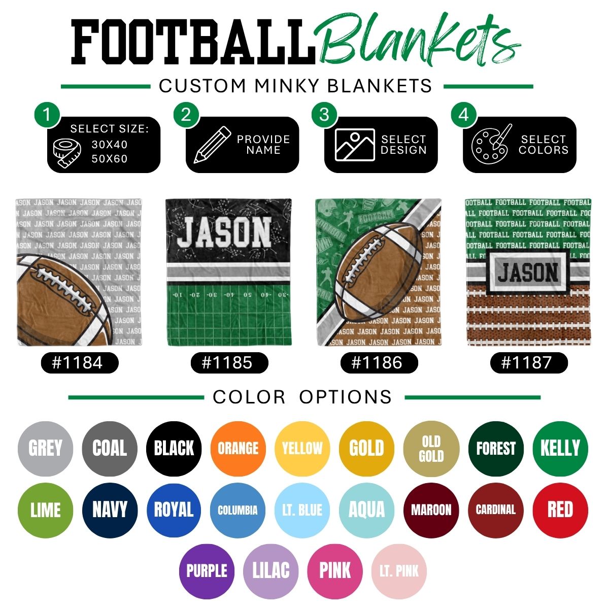 Custom Sports Minky Blanket — Personalized (Your Name, Design & Colors)