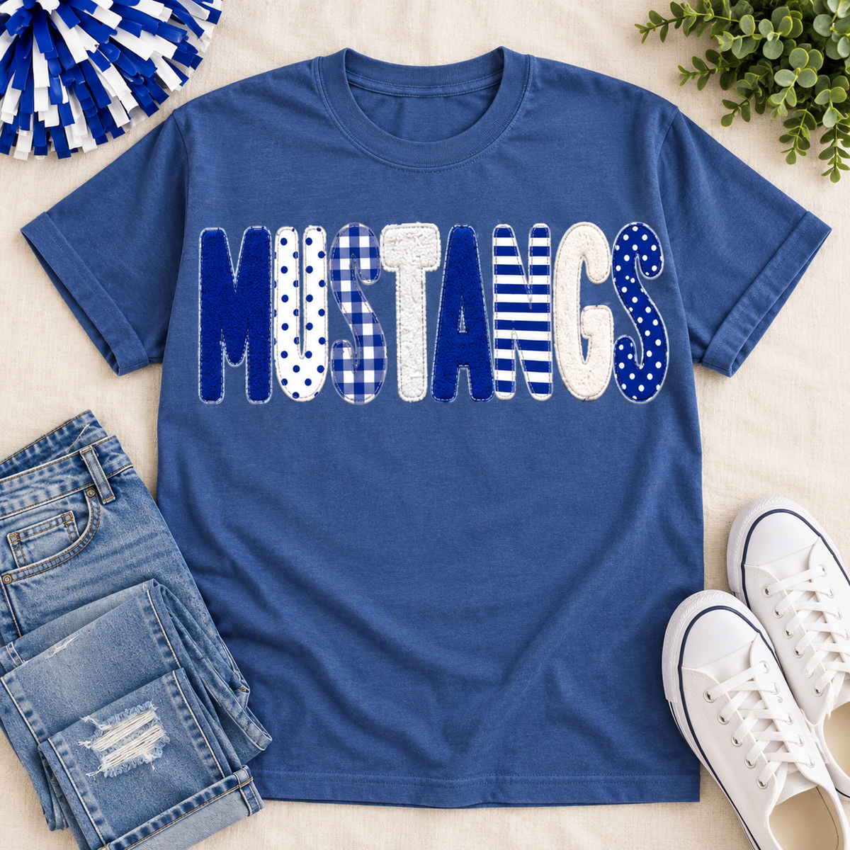 North Nodaway Mustangs Faux Chenille Tee