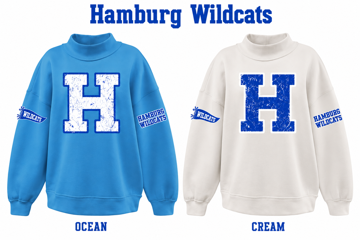 Hamburg Wildcats Varsity Letter Mockneck - Pre-Order