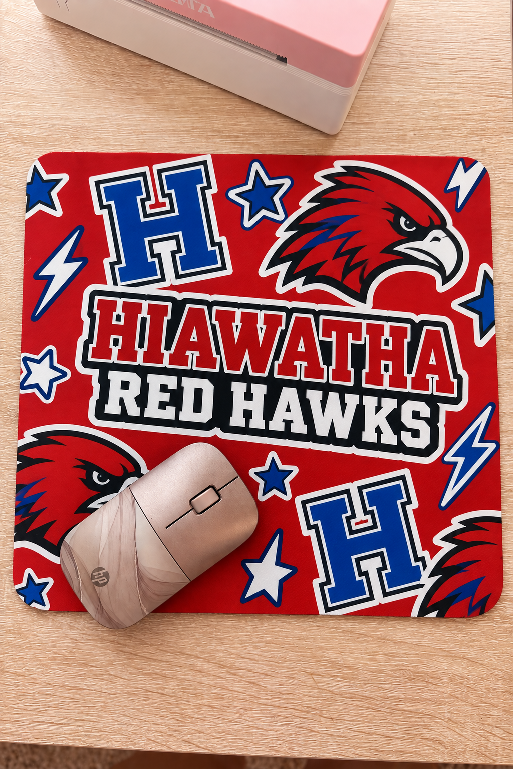 Hiawatha Red Hawks Mascot Mouse Pad