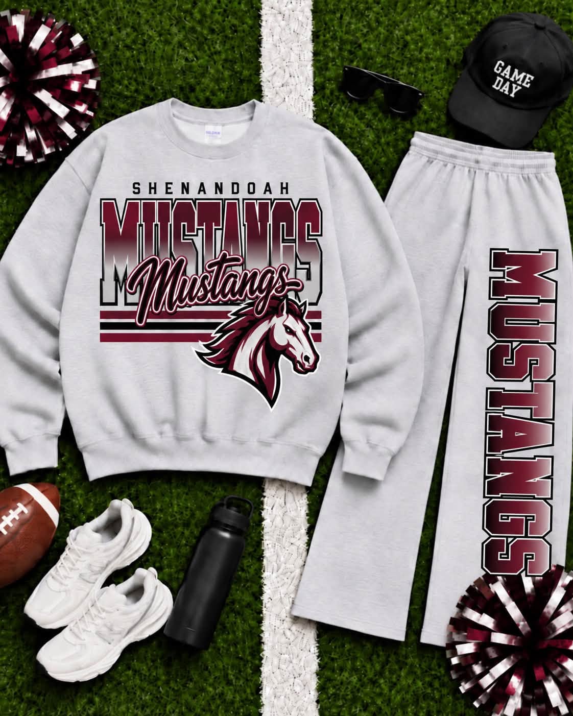 Shenandoah Mustangs Ombre Varsity Crew & Wide Leg Sweatpants