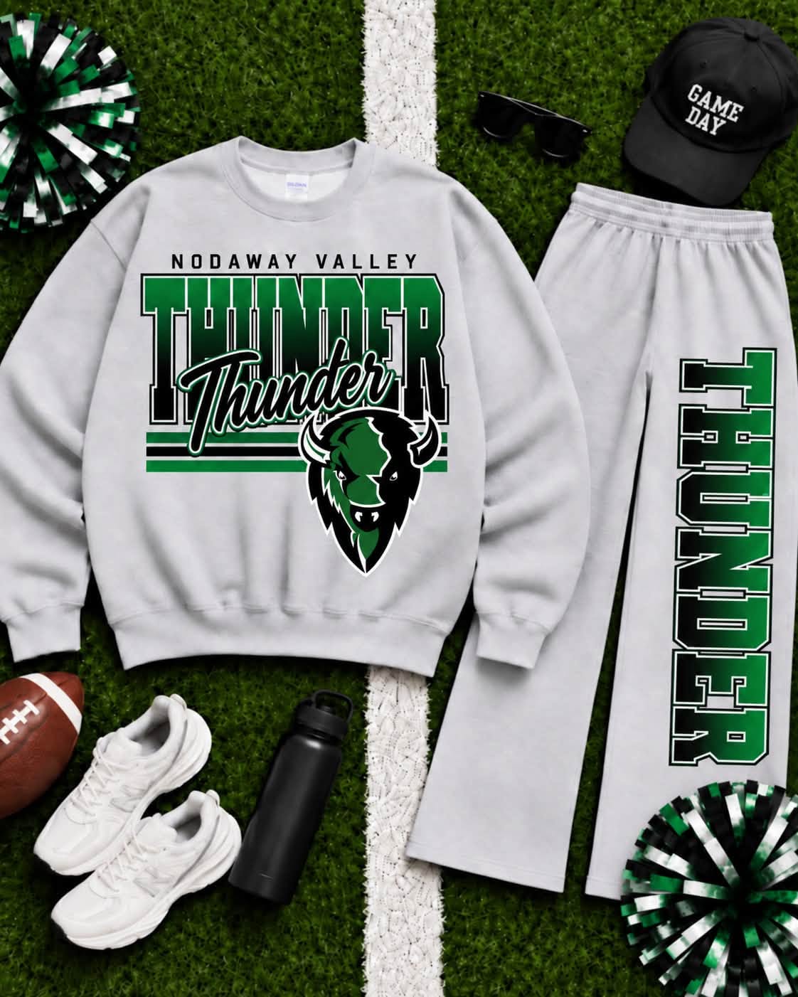Nodaway Valley Thunder Ombre Varsity Crew & Wide Leg Sweatpants