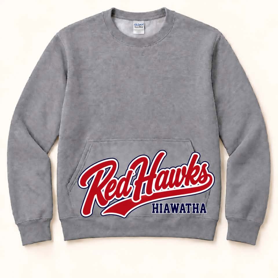 Hiawatha Red Hawks Script Spirit Sweatshirt
