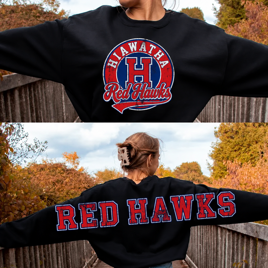 Hiawatha Red Hawks with BACK LETTERING