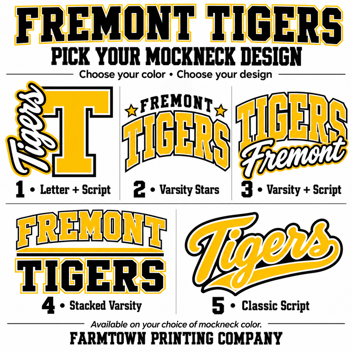 Fremont Tigers Mockneck - Pick Your Design - Pre-Order