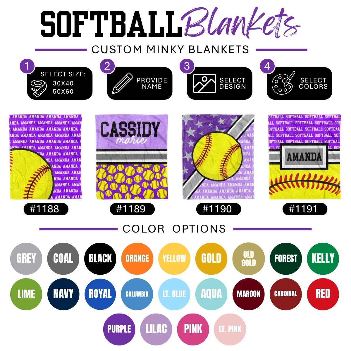 Custom Sports Minky Blanket — Personalized (Your Name, Design & Colors)