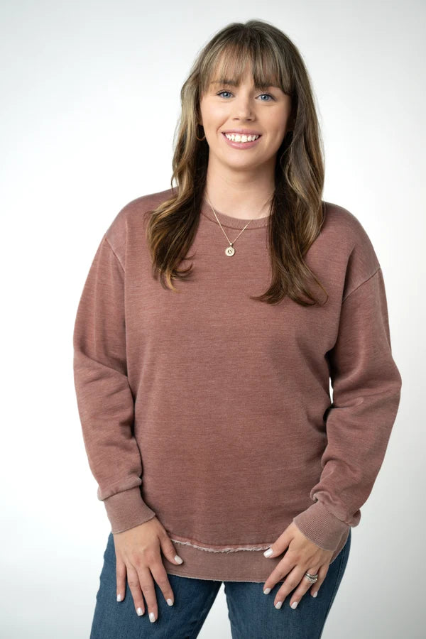 Vintage Wash Curved Hem Pullover