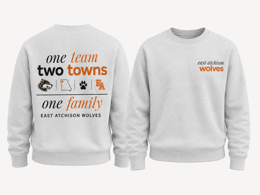 One Family custom school spirit sweatshirt - East Atchison Wolves