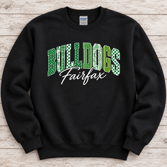 Fairfax Bulldogs Patchwork Sweatshirt or Tee