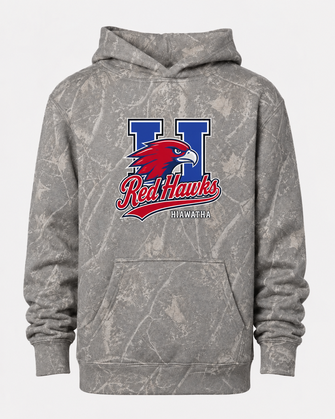 Hiawatha Red Hawks Deadwood Tree Camo Hoodie | Youth & Adult