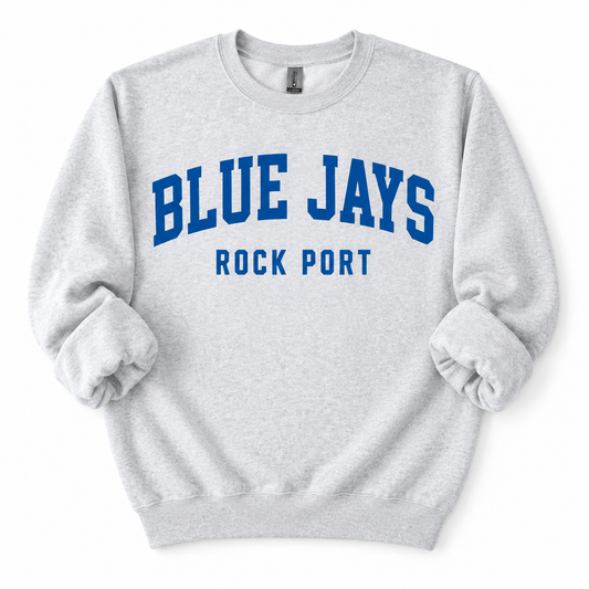Youth Rock Port Blue Jays Varsity Mascot Tee, Crew & Hoodie