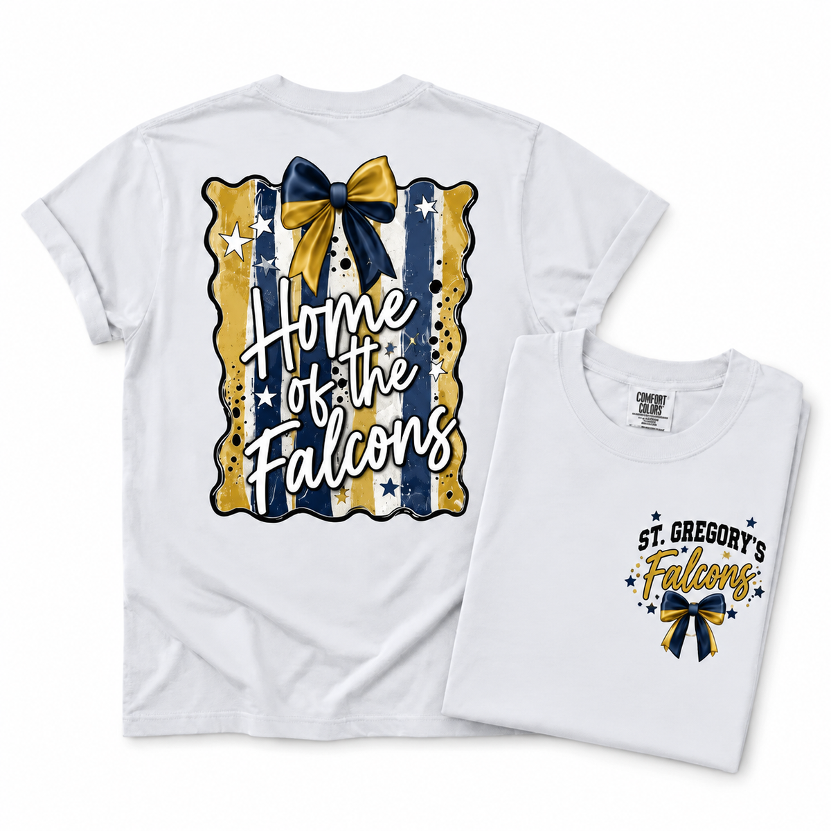 St. Gregory's Falcons Preppy Mascot Tee, Sweatshirt & Hoodie — Home of the Falcons