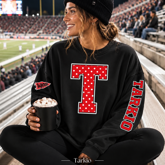 Tarkio Indians Polka Dot Varsity Letter Sweatshirt & Hoodie