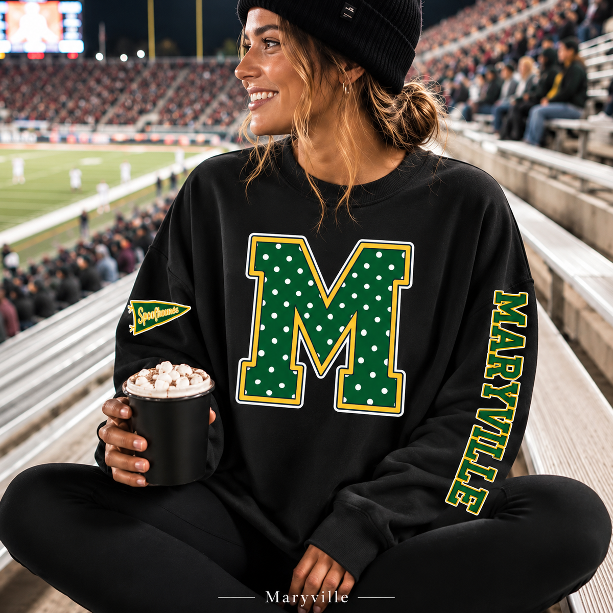 Maryville Spoofhounds Polka Dot Varsity Letter Sweatshirt & Hoodie