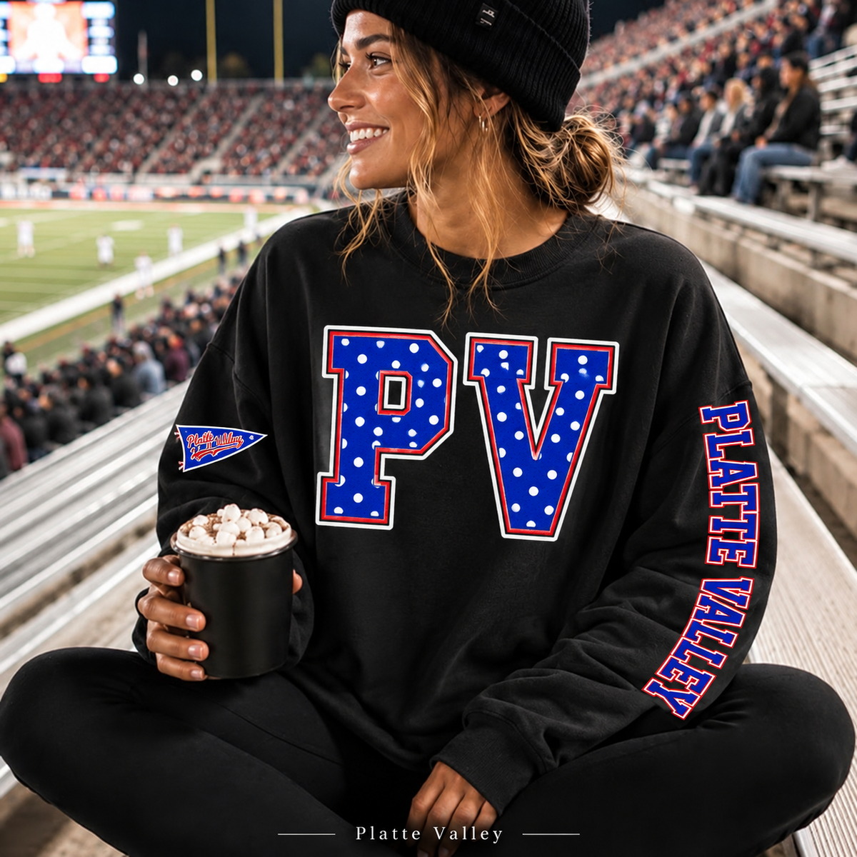 Platte Valley Polka Dot Varsity Letter Sweatshirt & Hoodie