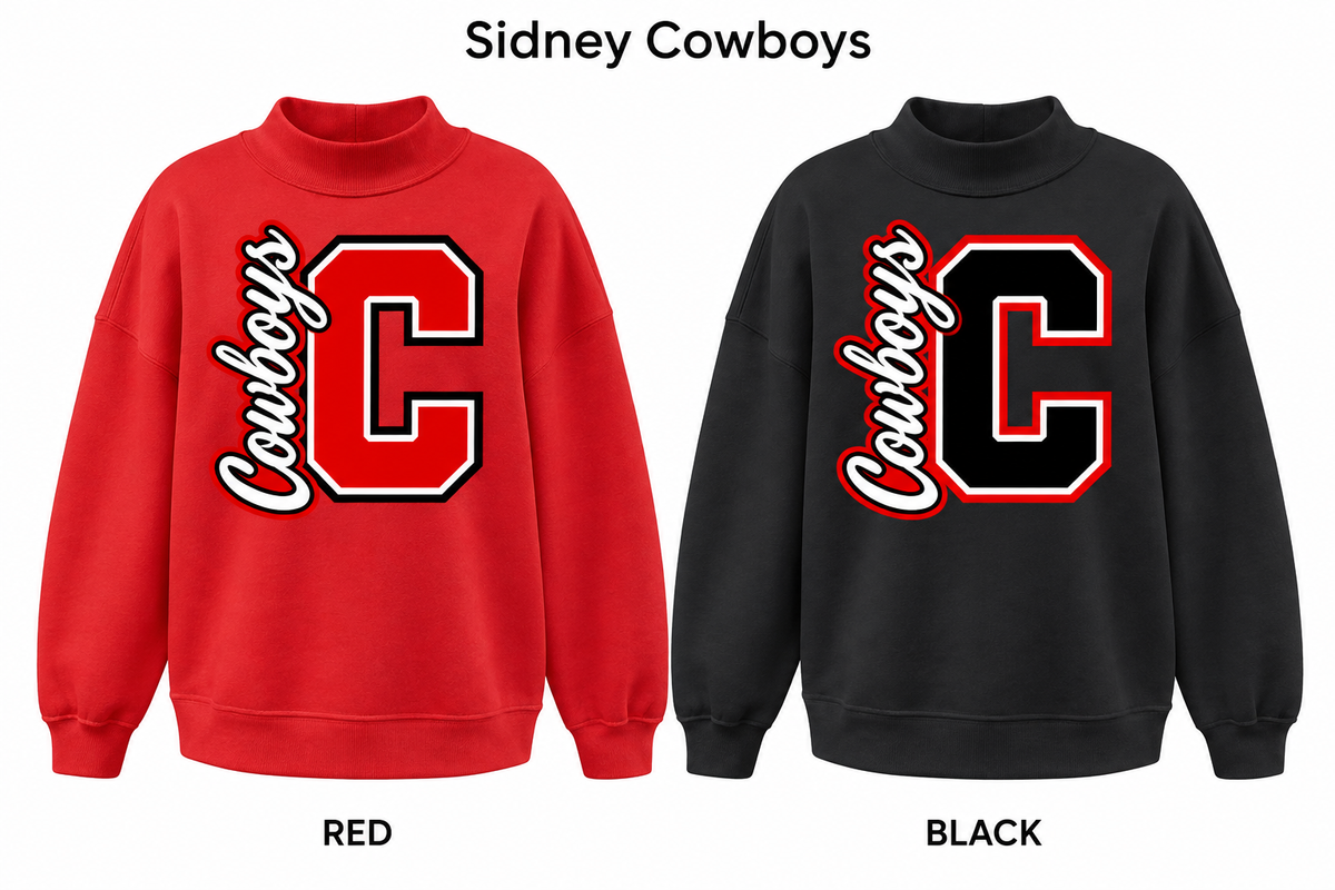 Sidney Cowboys Mockneck - Pick Your Design - Pre-Order