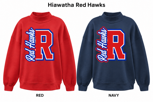 Hiawatha Red Hawks Mockneck - Pick Your Design - Pre-Order