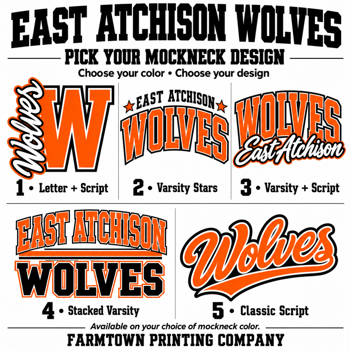 East Atchison Wolves Mockneck - Pick Your Design - Pre-Order