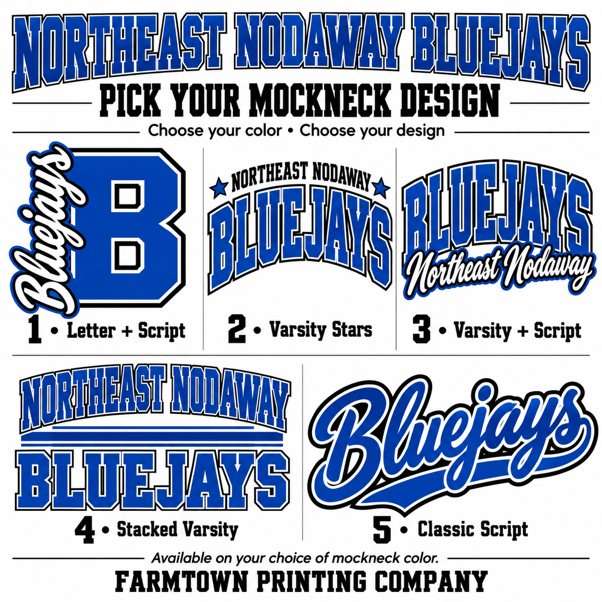 Northeast Nodaway Blue Jays Mockneck - Pick Your Design - Pre-Order