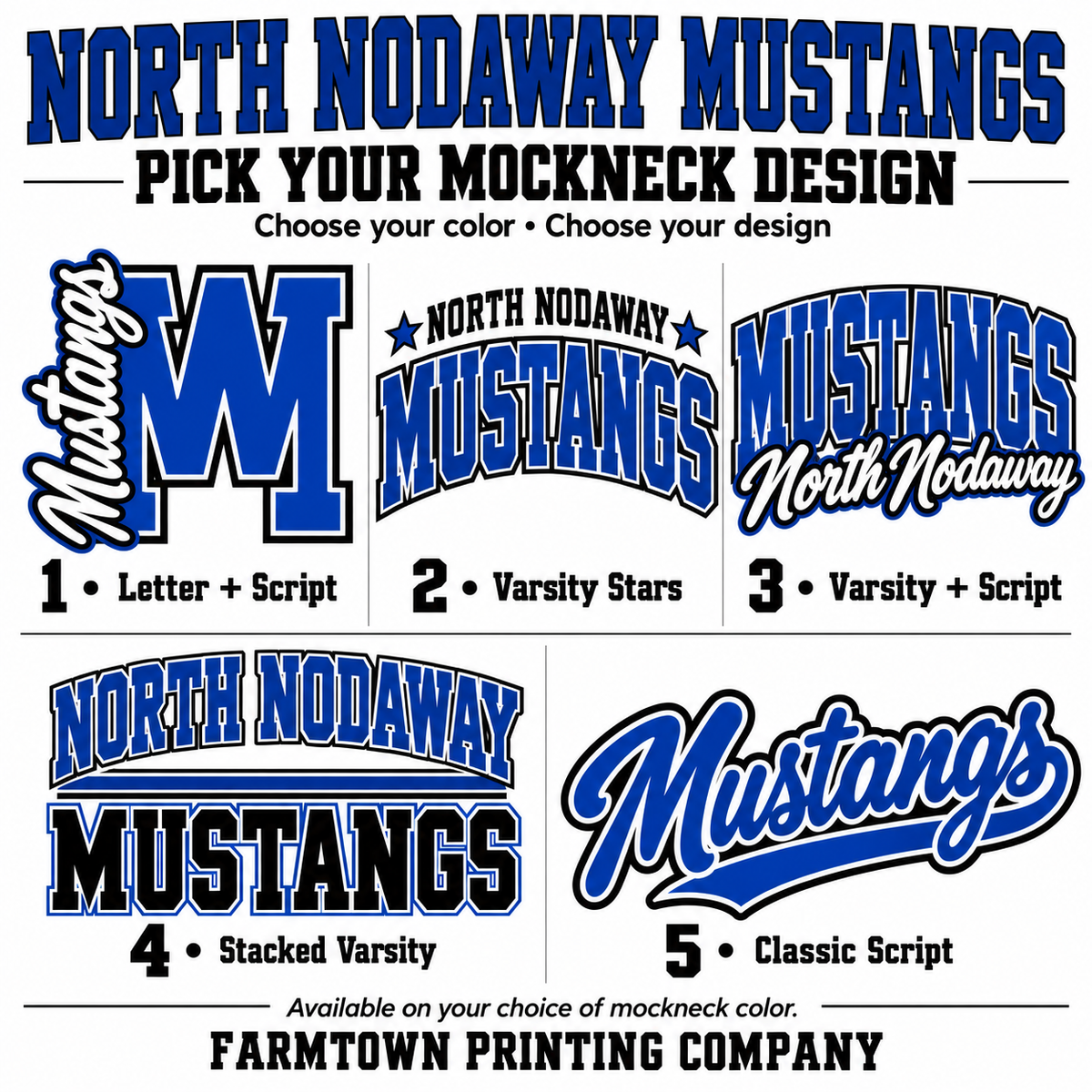 North Nodaway Mustangs Mockneck - Pick Your Design - Pre-Order