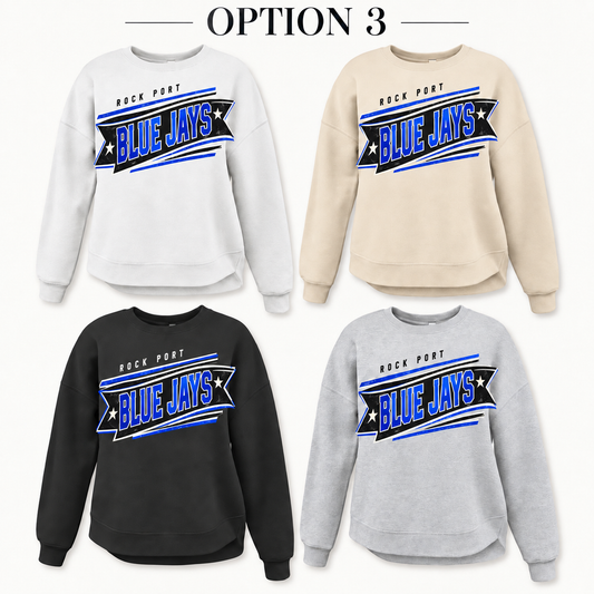 Rock Port Blue Jays Banner Tee, Crew, Hoodie & Curve Bottom Crew