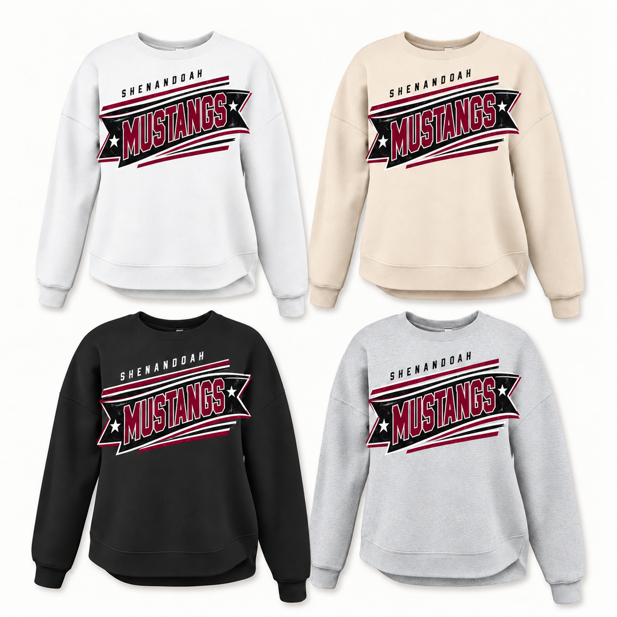 Shenandoah Mustangs Banner Tee, Crew, Hoodie & Curve Bottom Crew