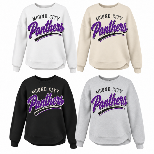 Mound City Panthers Arched Varsity Tee, Crew, Hoodie & Curve Bottom Crew