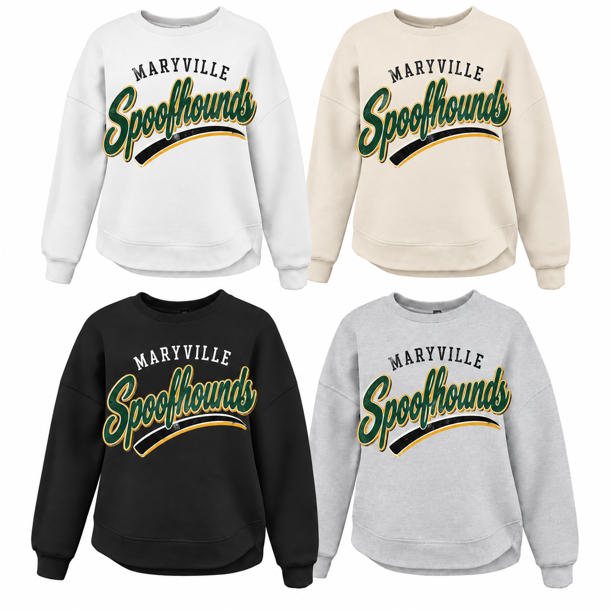 Maryville Spoofhounds Arched Varsity Tee, Crew, Hoodie & Curve Bottom Crew