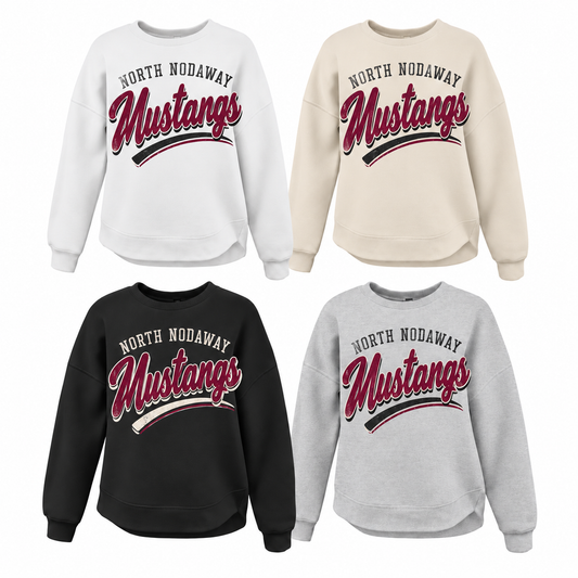Shenandoah Mustangs Arched Varsity Tee, Crew, Hoodie & Curve Bottom Crew