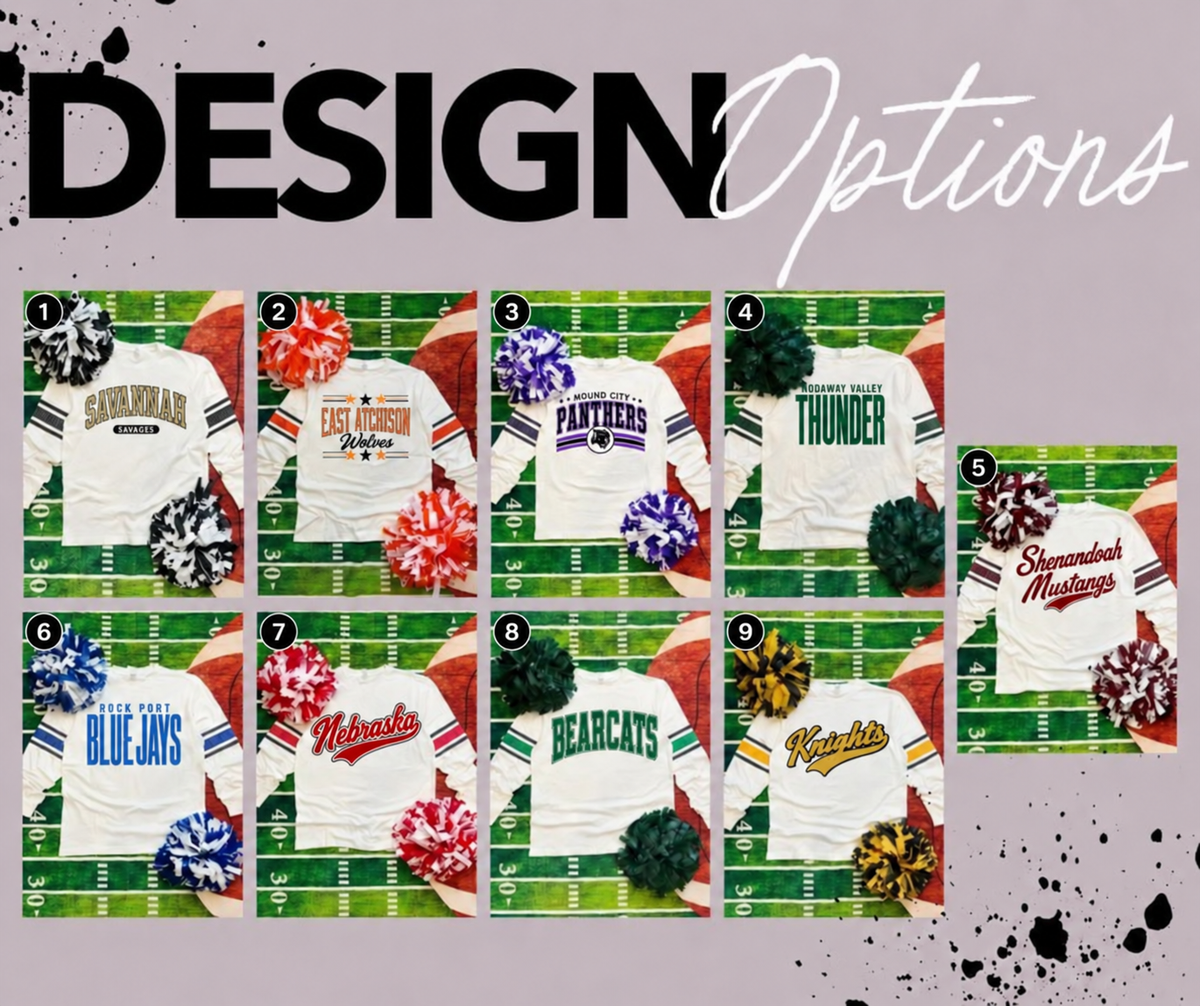 Varsity Stripe Long Sleeve Tee — Your School, Mascot & Colors