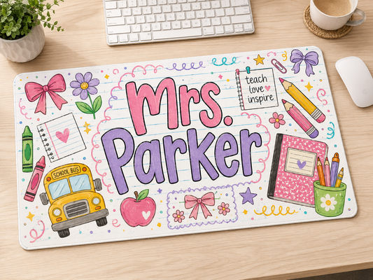 Custom Desk Mat — Mascot/Team or Teacher Design | Personalized Large Desk Pad