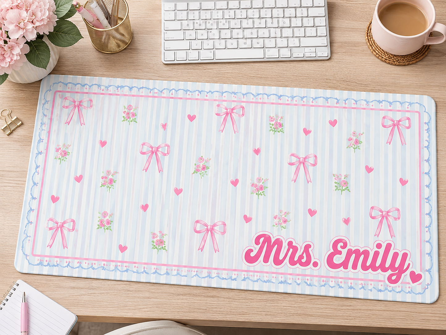 Custom Desk Mat — Mascot/Team or Teacher Design | Personalized Large Desk Pad