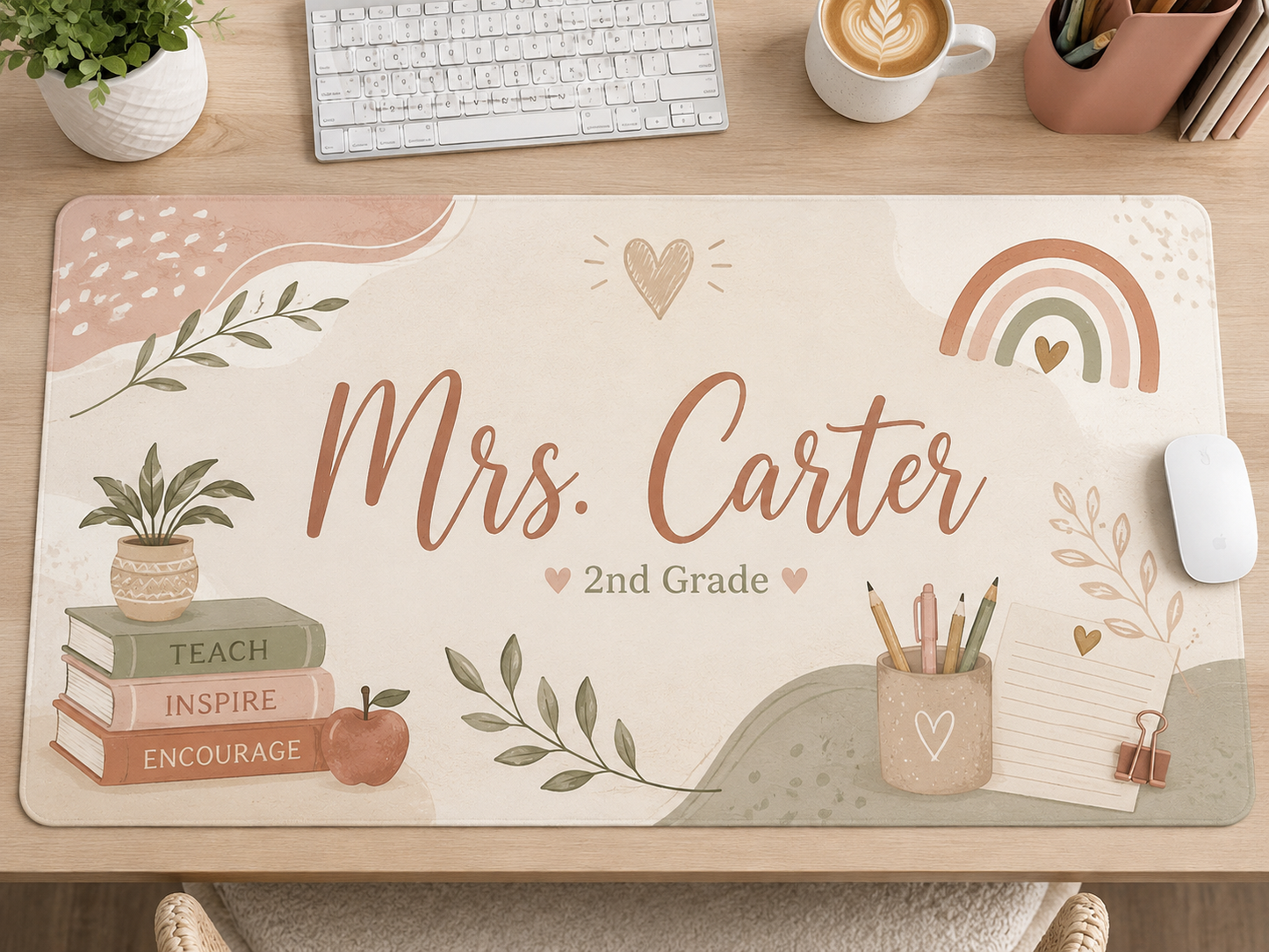 Custom Desk Mat — Mascot/Team or Teacher Design | Personalized Large Desk Pad