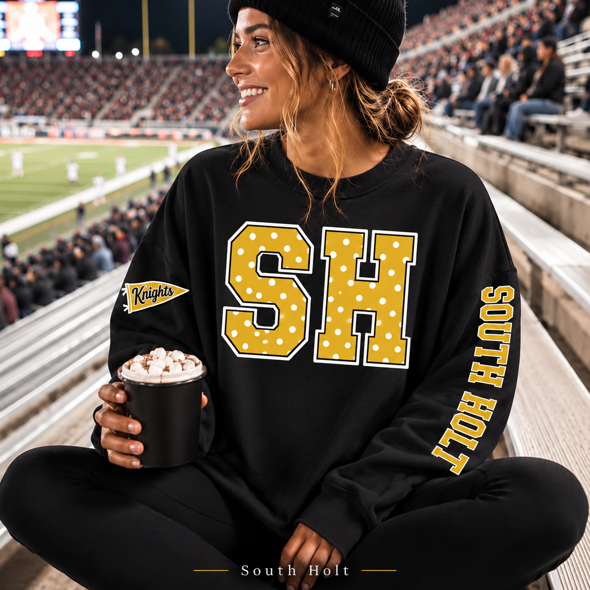 South Holt Knights Polka Dot Varsity Letter Sweatshirt & Hoodie