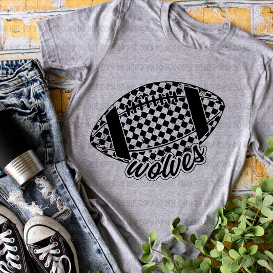 Checkered Wolves Football Black