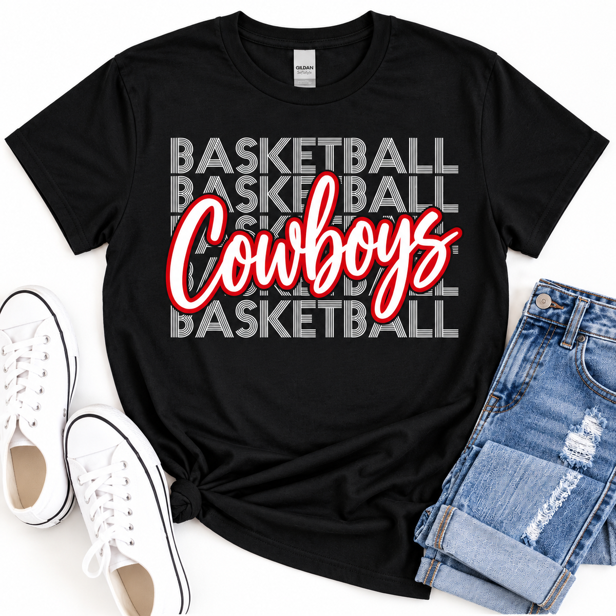 Sidney Cowboys Stacked Basketball