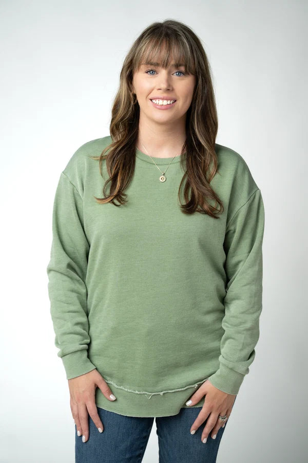 Vintage Wash Curved Hem Pullover