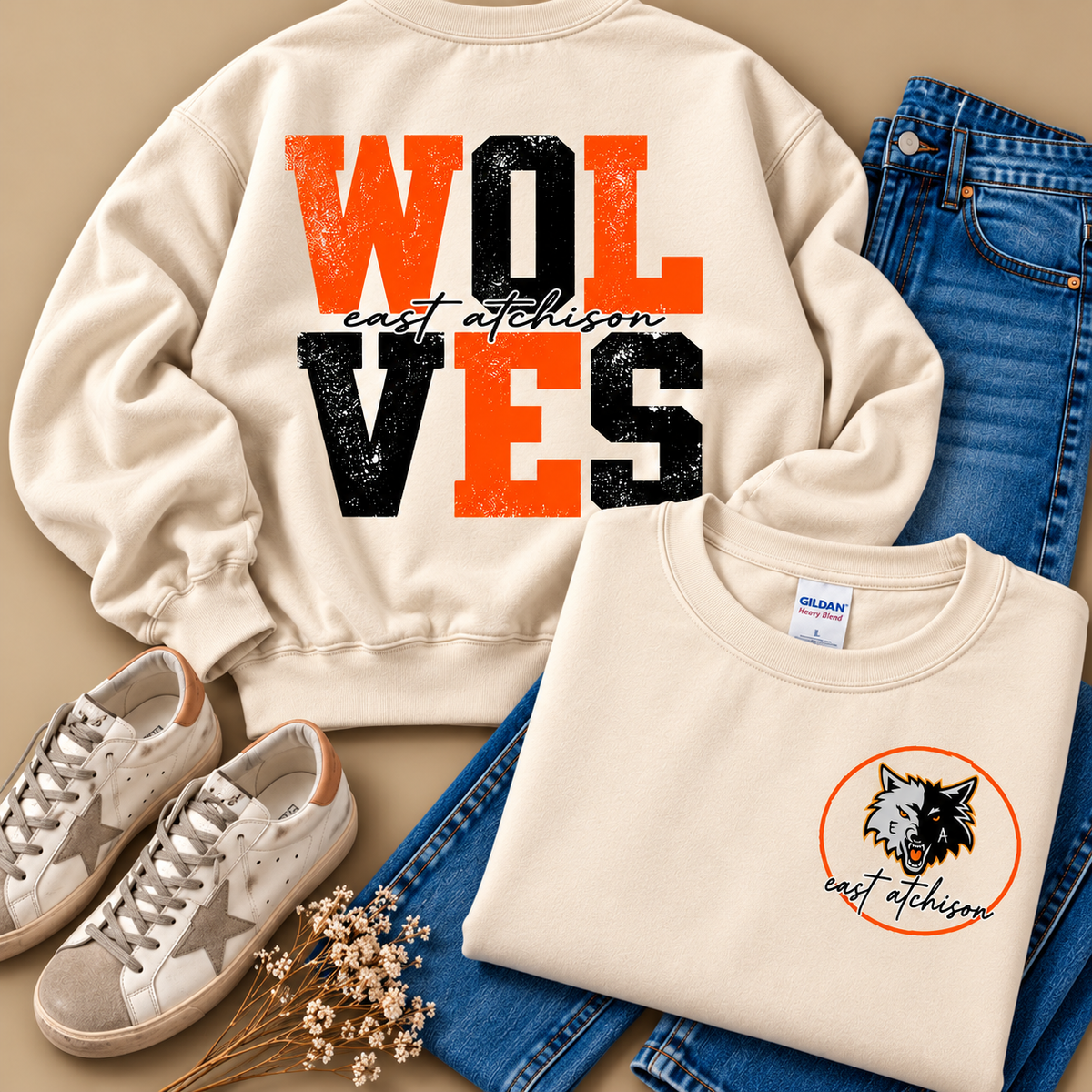 East Atchison Wolves Stacked Mascot Sweatshirt