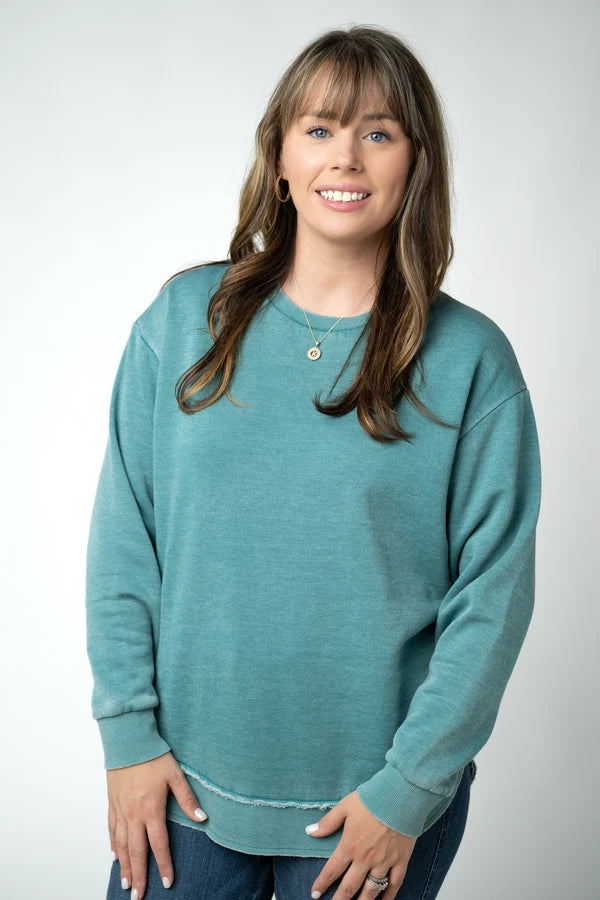Vintage Wash Curved Hem Pullover